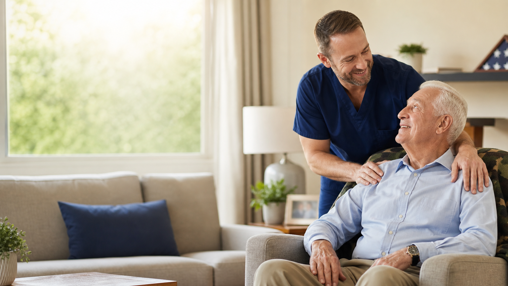 Veteran receiving home health care from a nurse